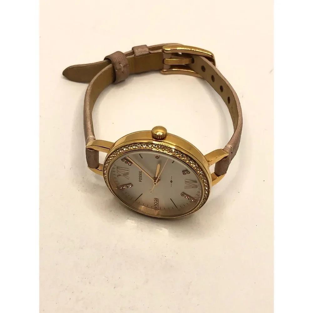 Fossil ES4402 Womens Bluish Leather Analog Silver Dial Genuine Wrist Watch HK469